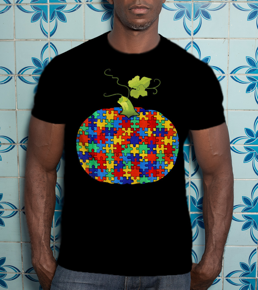 Pumpkin Puzzle Autism Awareness Halloween Lover T-Shirt
