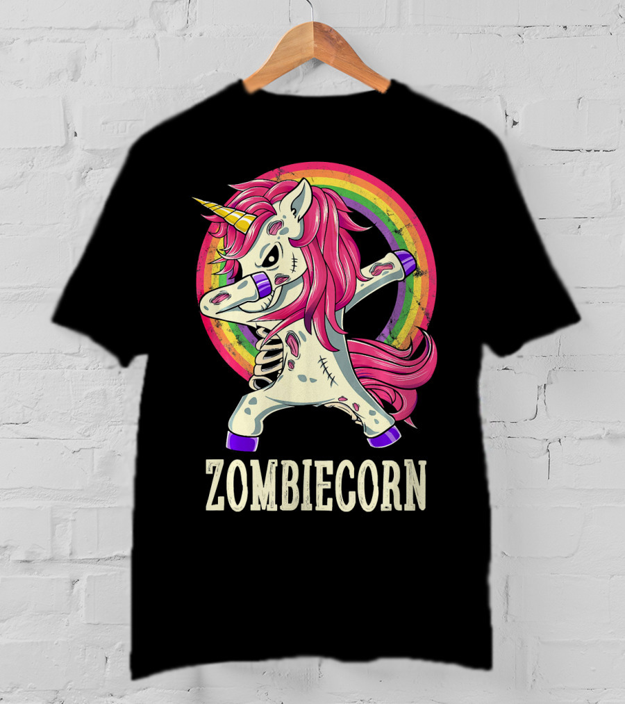 Zombiecorn Dab Dance Unicorn With Rainbow T-Shirt