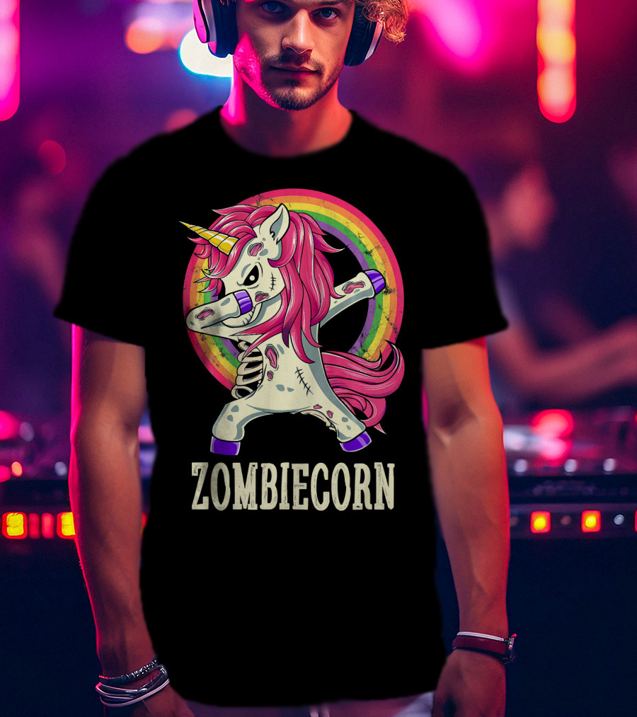Zombiecorn Dab Dance Unicorn With Rainbow T-Shirt