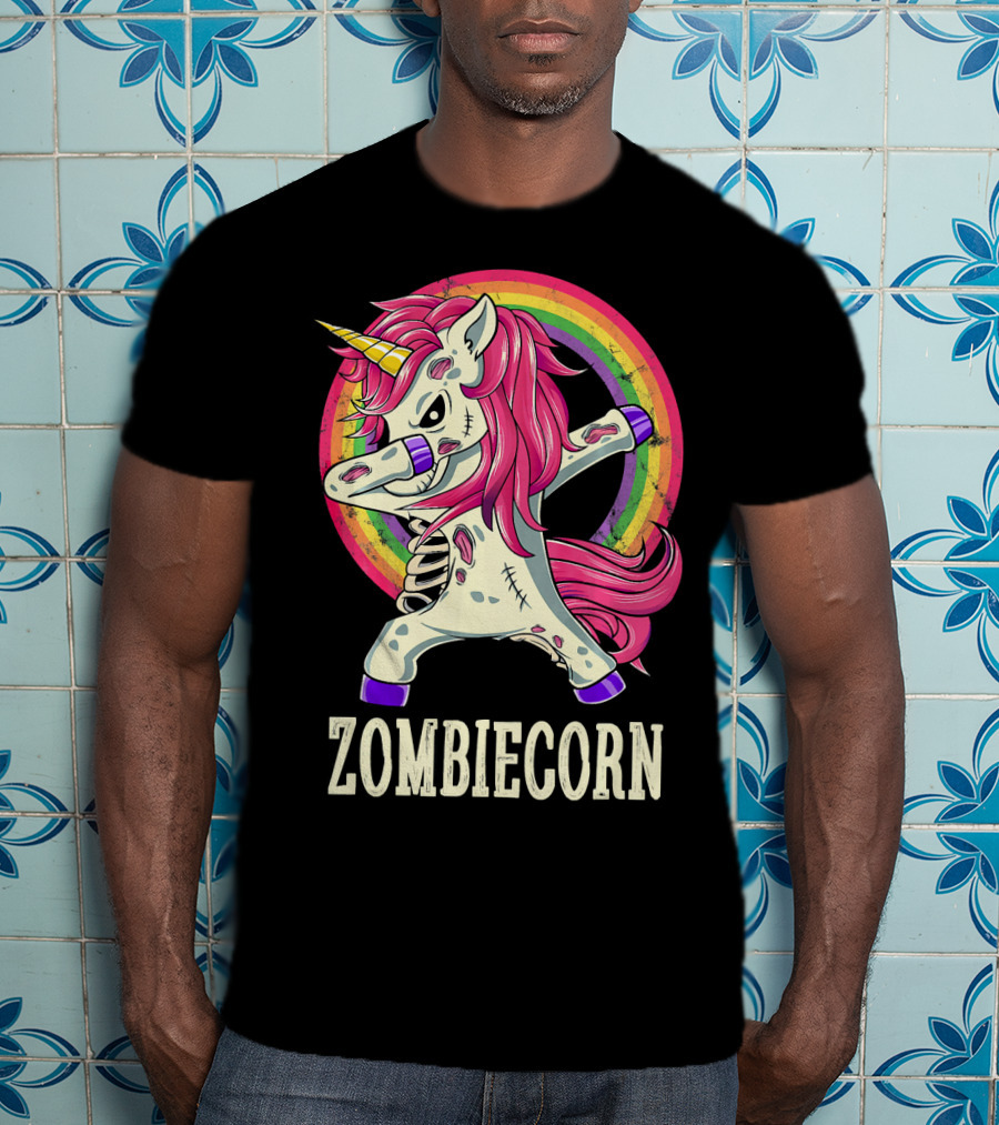 Zombiecorn Dab Dance Unicorn With Rainbow T-Shirt