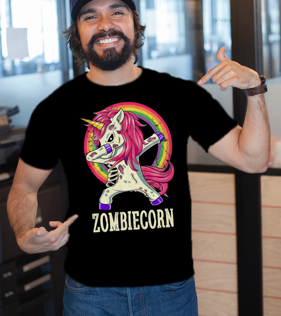 Zombiecorn Dab Dance Unicorn With Rainbow T-Shirt