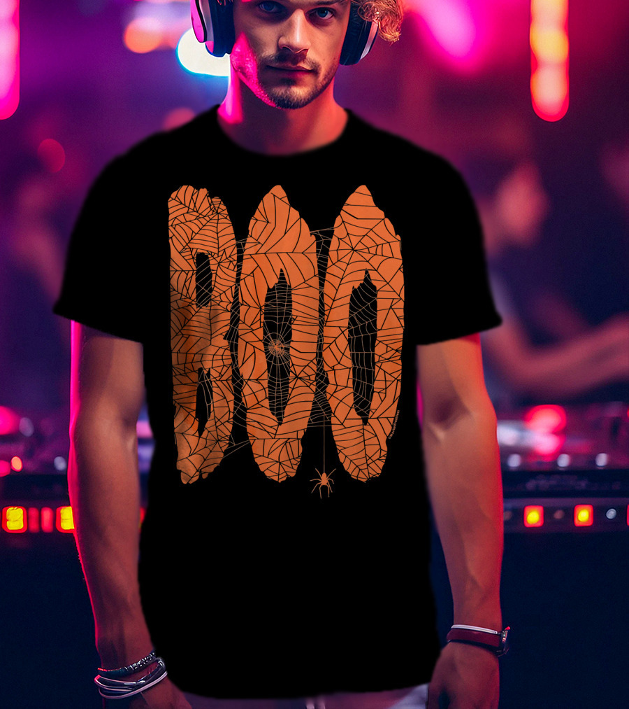 Boo Spider Web Halloween Fun Spooky T-Shirt