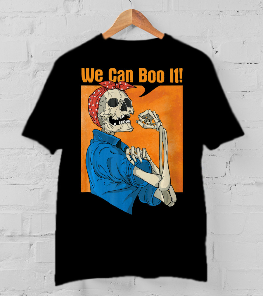 Funny Halloween Vintage Skeleton Rosie The Riveter We Can Boo It T-Shirt