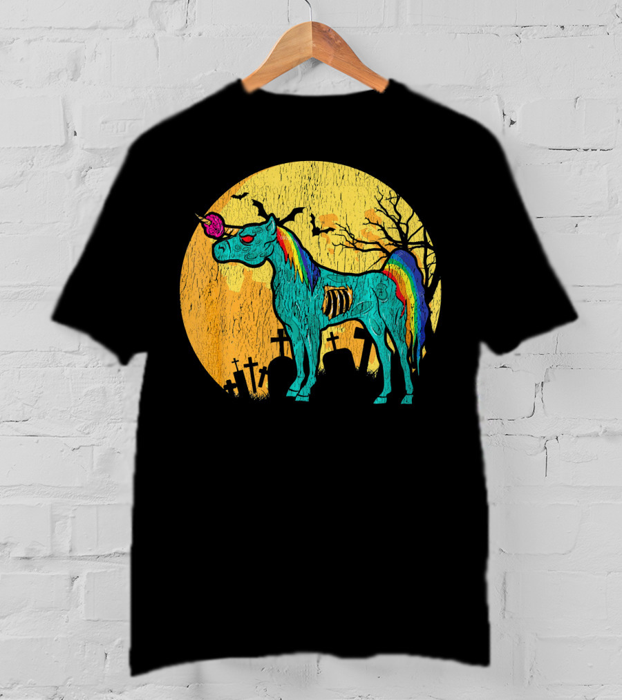 Zombie Unicorn Zombicorn Graveyard Night T-Shirt