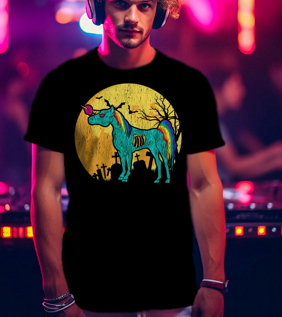 Zombie Unicorn Zombicorn Graveyard Night T-Shirt