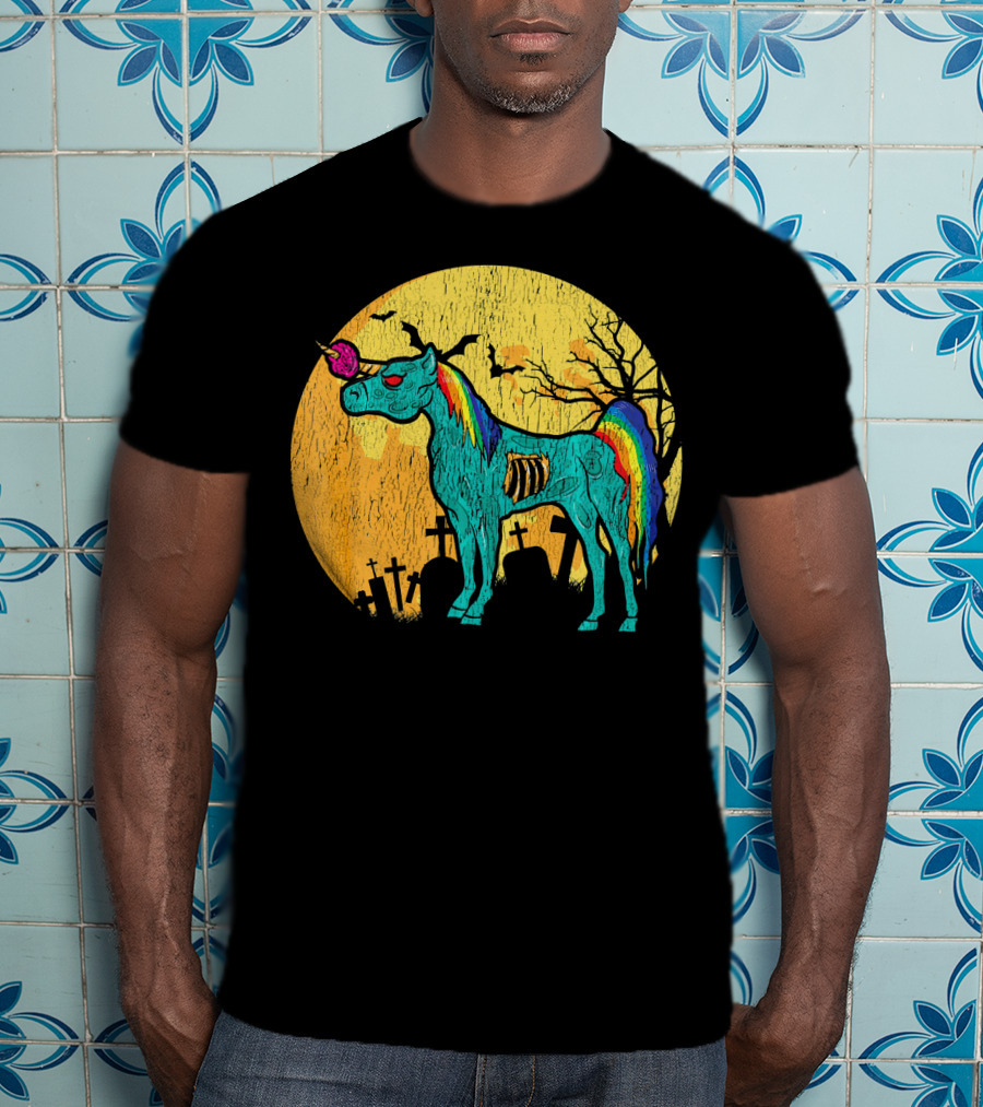 Zombie Unicorn Zombicorn Graveyard Night T-Shirt