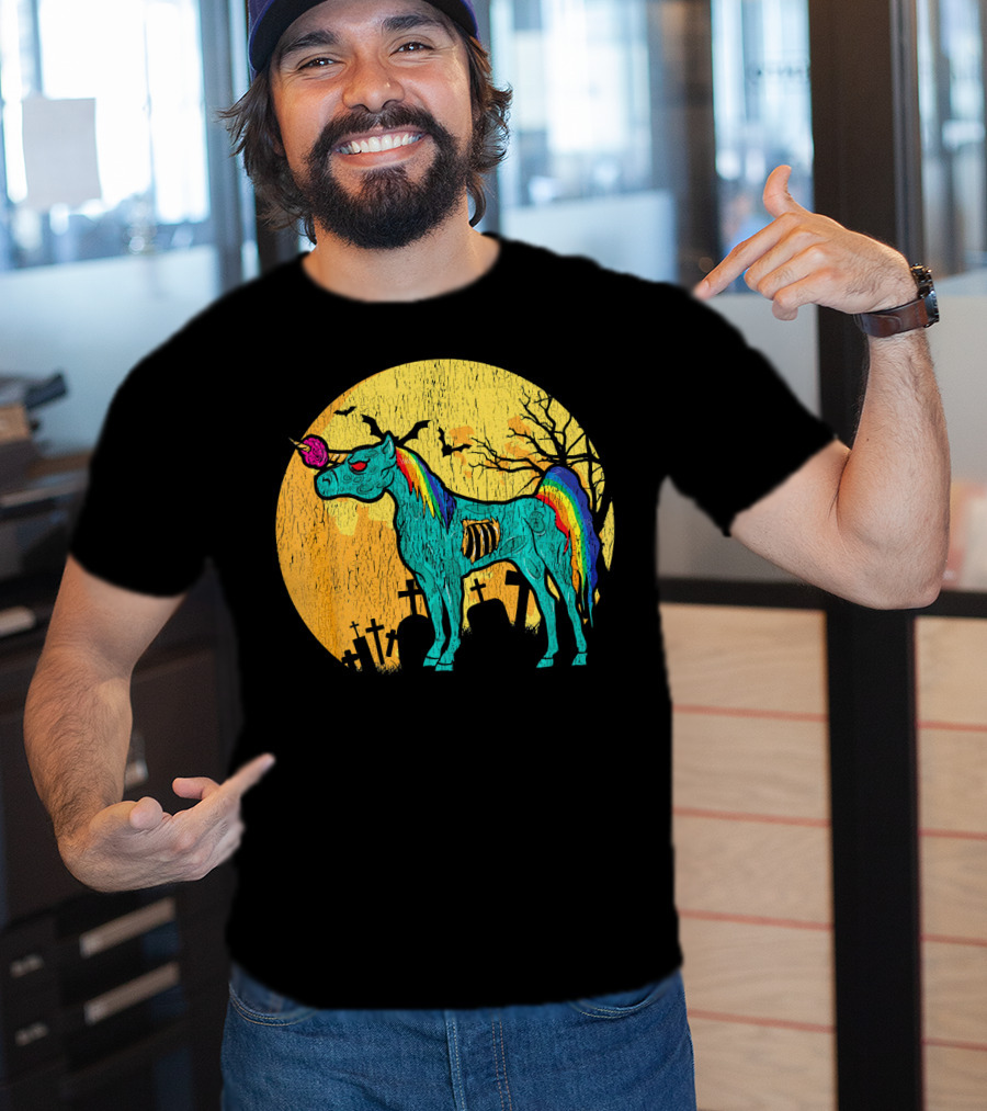 Zombie Unicorn Zombicorn Graveyard Night T-Shirt