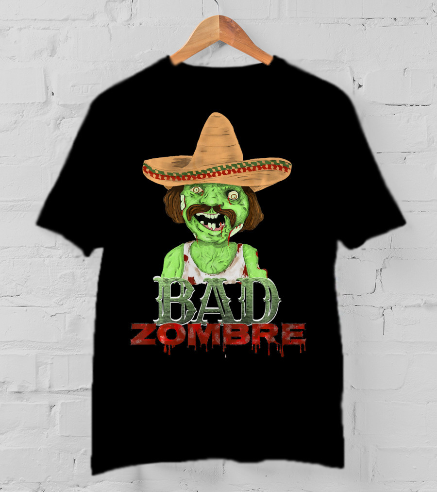 Bad Zombre Creepy Funny Mexican Zombie With Sombrero T-Shirt