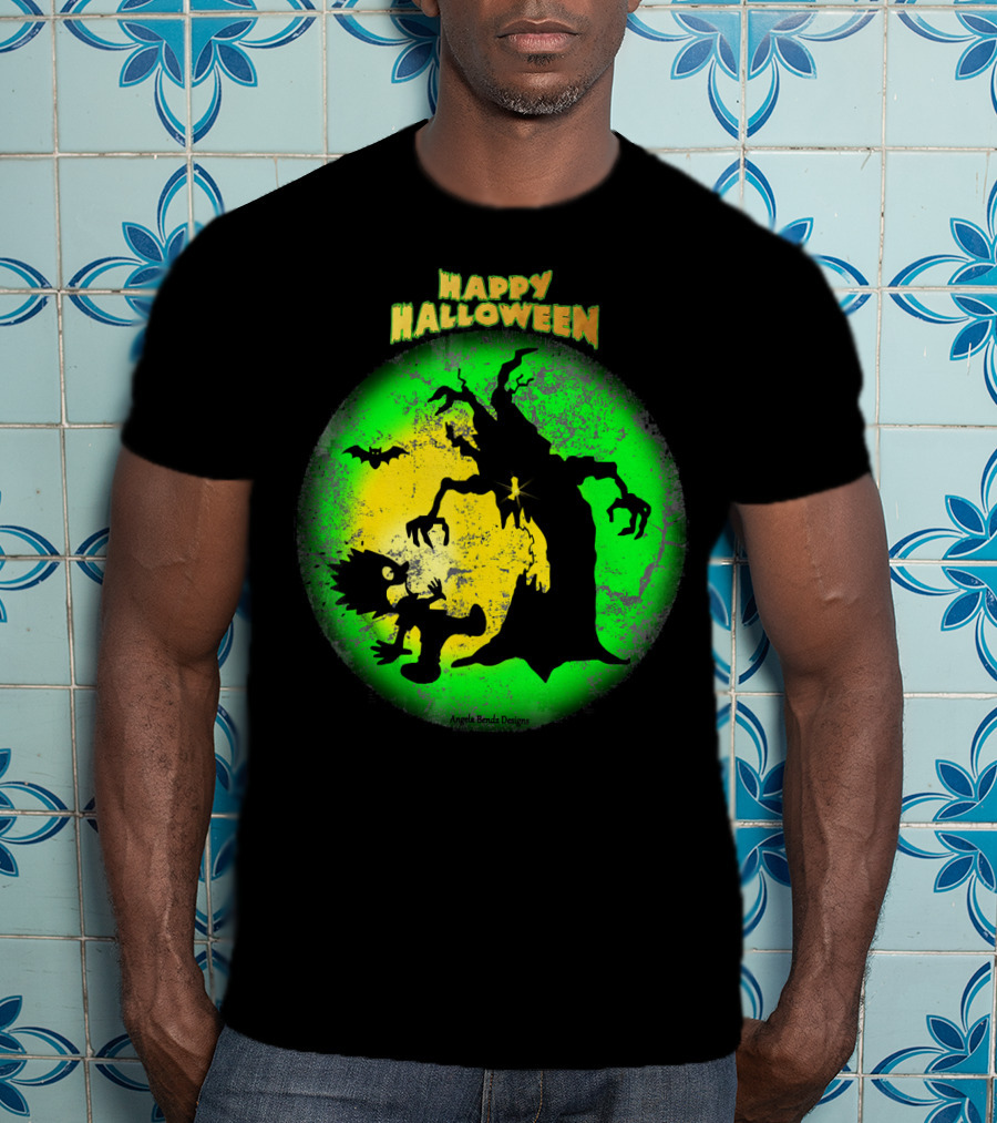 Happy Halloween Spooky Tree And Bat T-Shirt