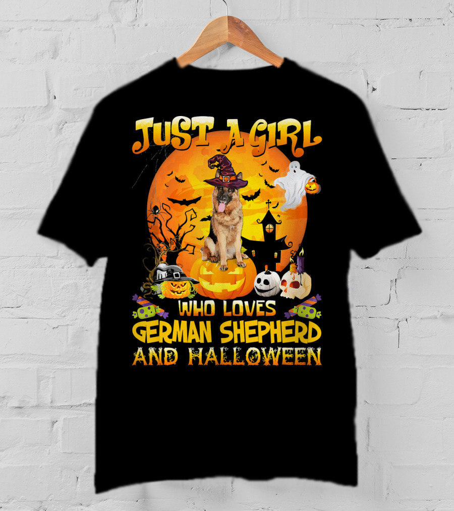 Just A Girl Who Loves German Shepherd And Halloween T-Shirt