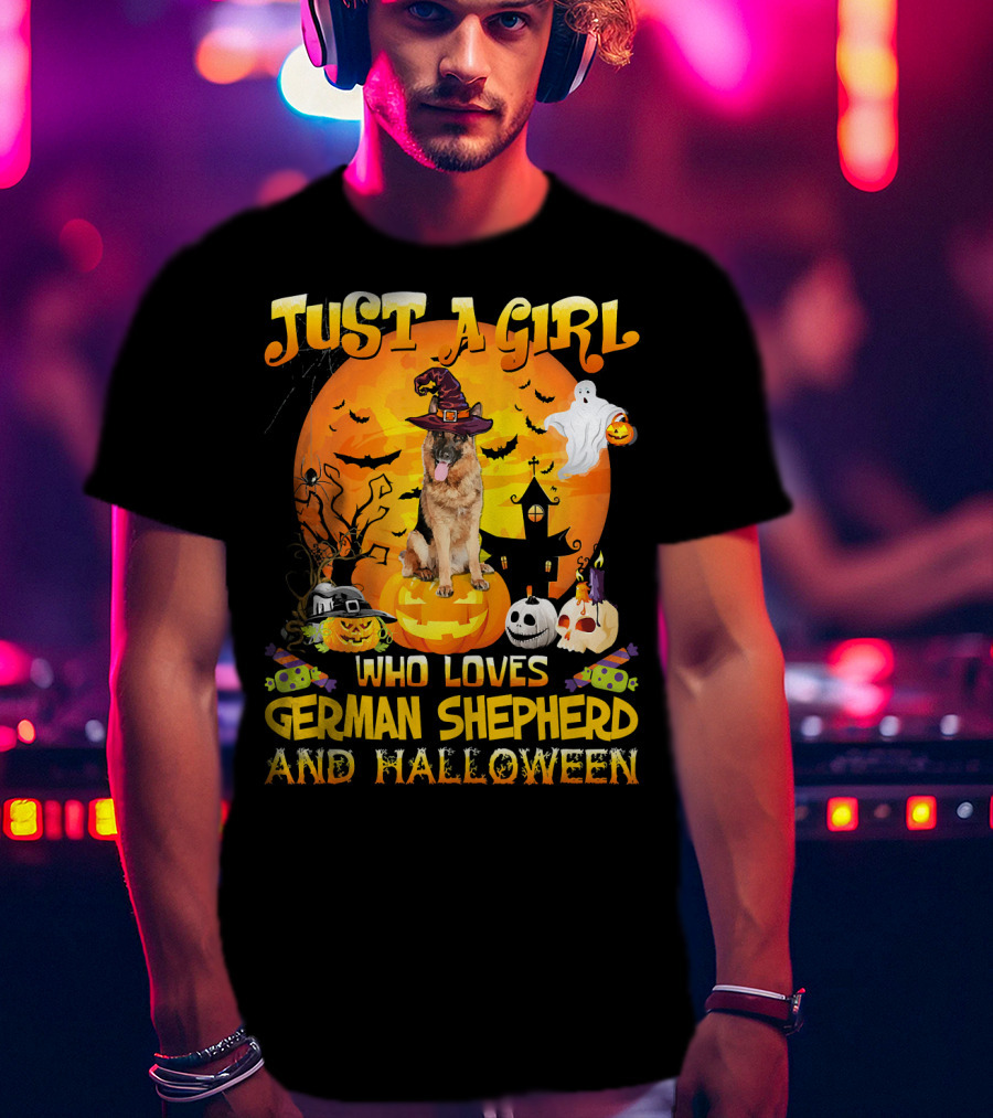 Just A Girl Who Loves German Shepherd And Halloween T-Shirt