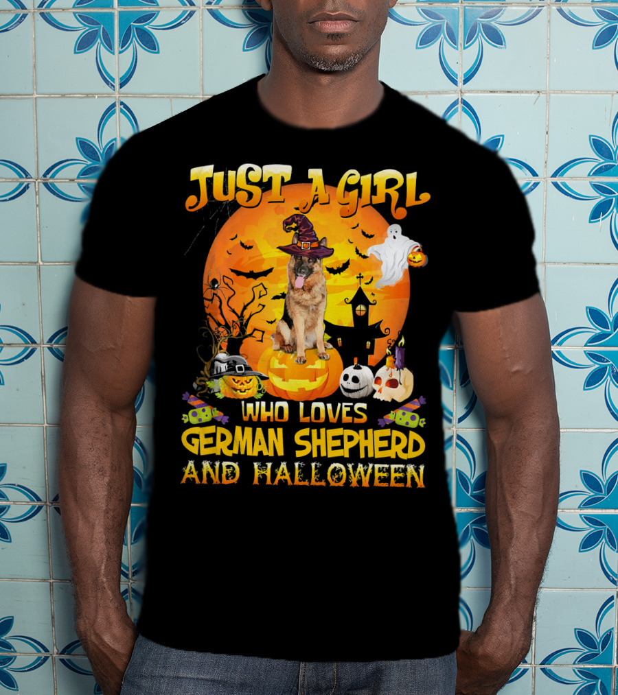 Just A Girl Who Loves German Shepherd And Halloween T-Shirt