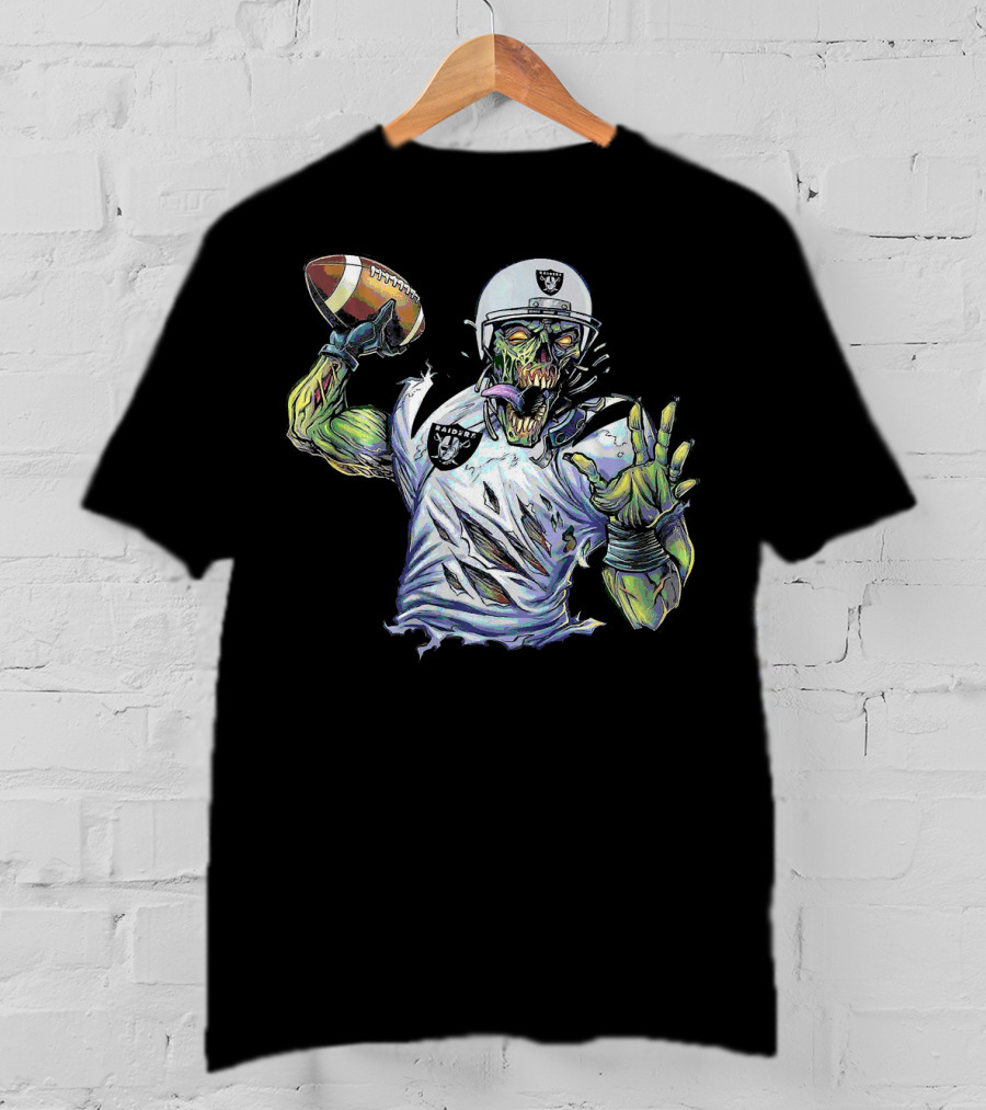 Raider Zombie Football Halloween Skull Horror Team T-Shirt