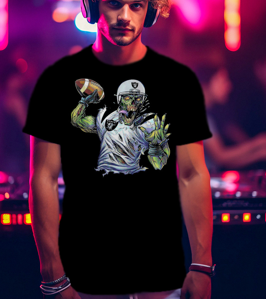 Raider Zombie Football Halloween Skull Horror Team T-Shirt