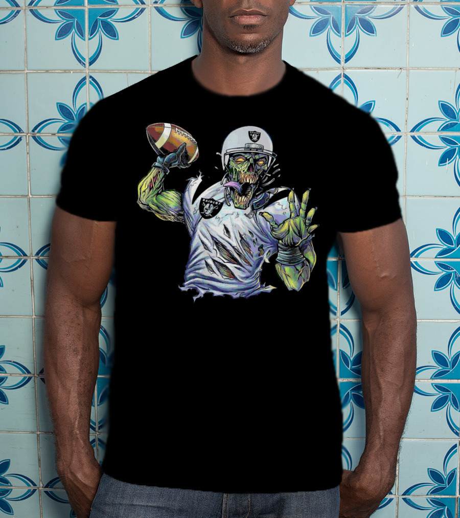 Raider Zombie Football Halloween Skull Horror Team T-Shirt