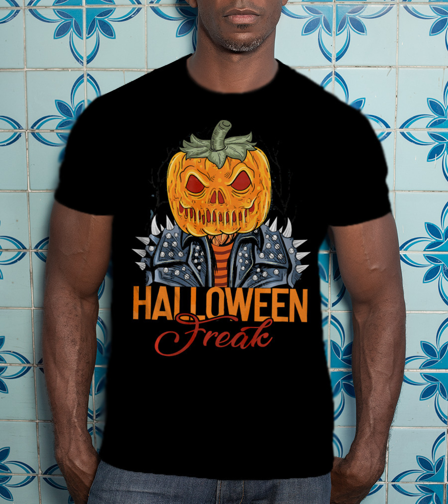 Halloween Freak Pumpkin Zombie Spiked Jacket T-Shirt