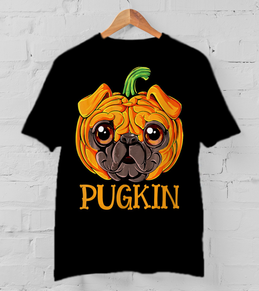 Pugkin Pug Pumpkin Halloween T-Shirt
