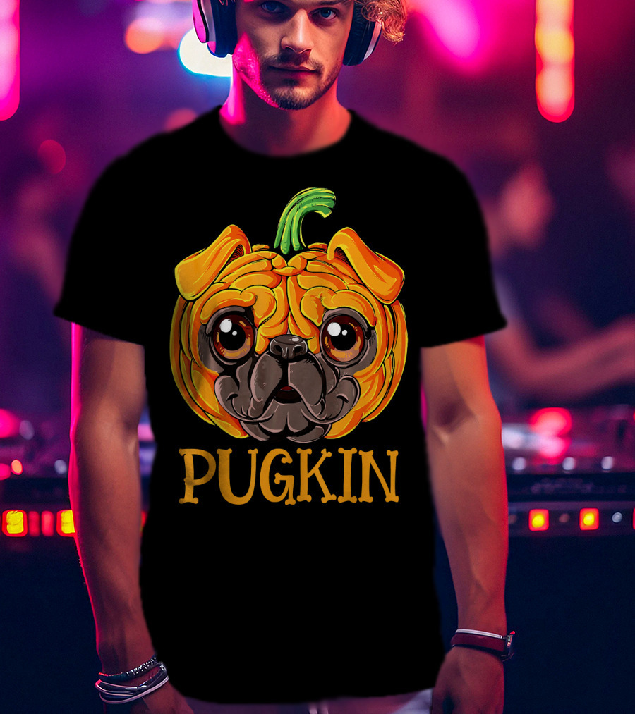 Pugkin Pug Pumpkin Halloween T-Shirt