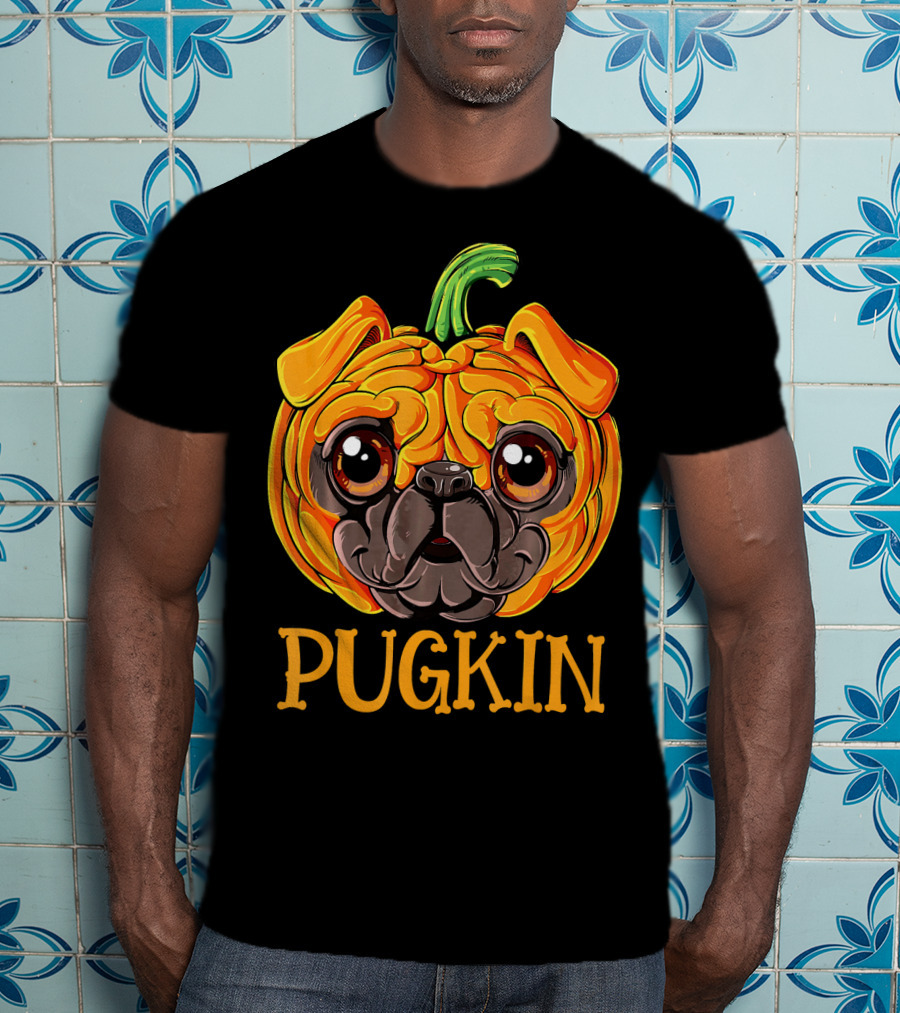 Pugkin Pug Pumpkin Halloween T-Shirt