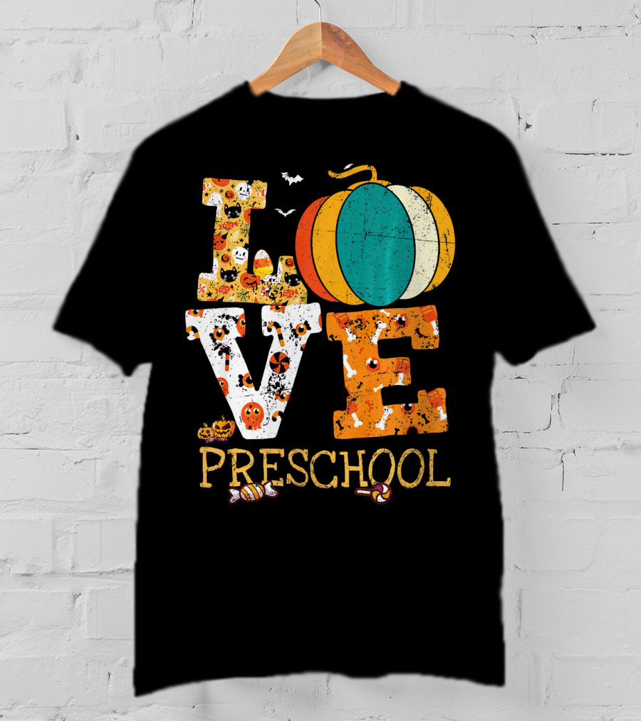 Love Preschool Halloween Pumpkin Candy Fun T-Shirt
