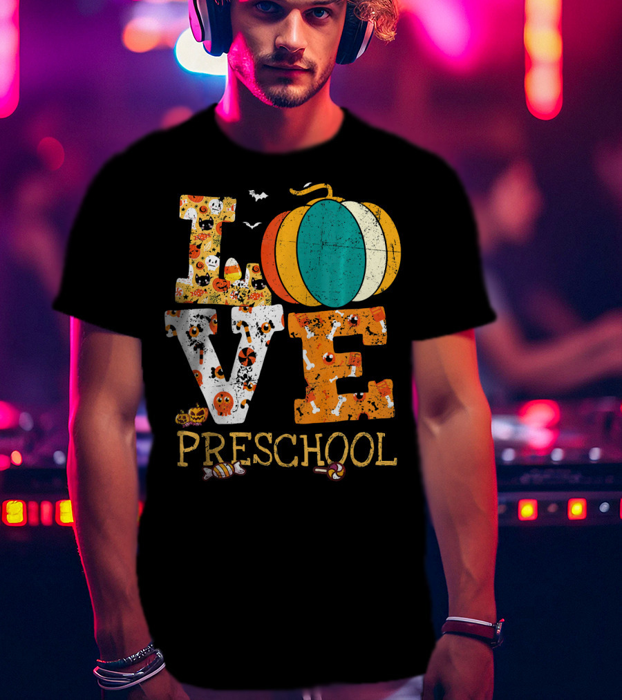 Love Preschool Halloween Pumpkin Candy Fun T-Shirt