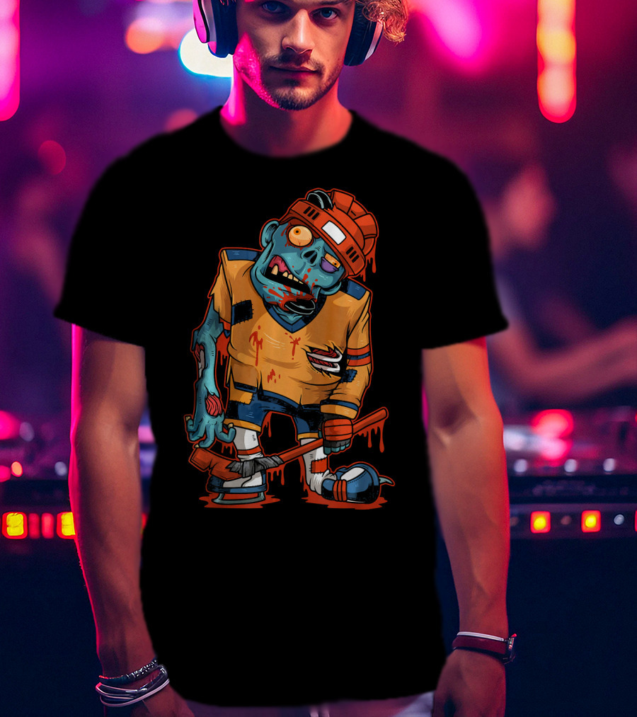 Zombie Ice Hockey Dripping Costume Halloween Trick T-Shirt