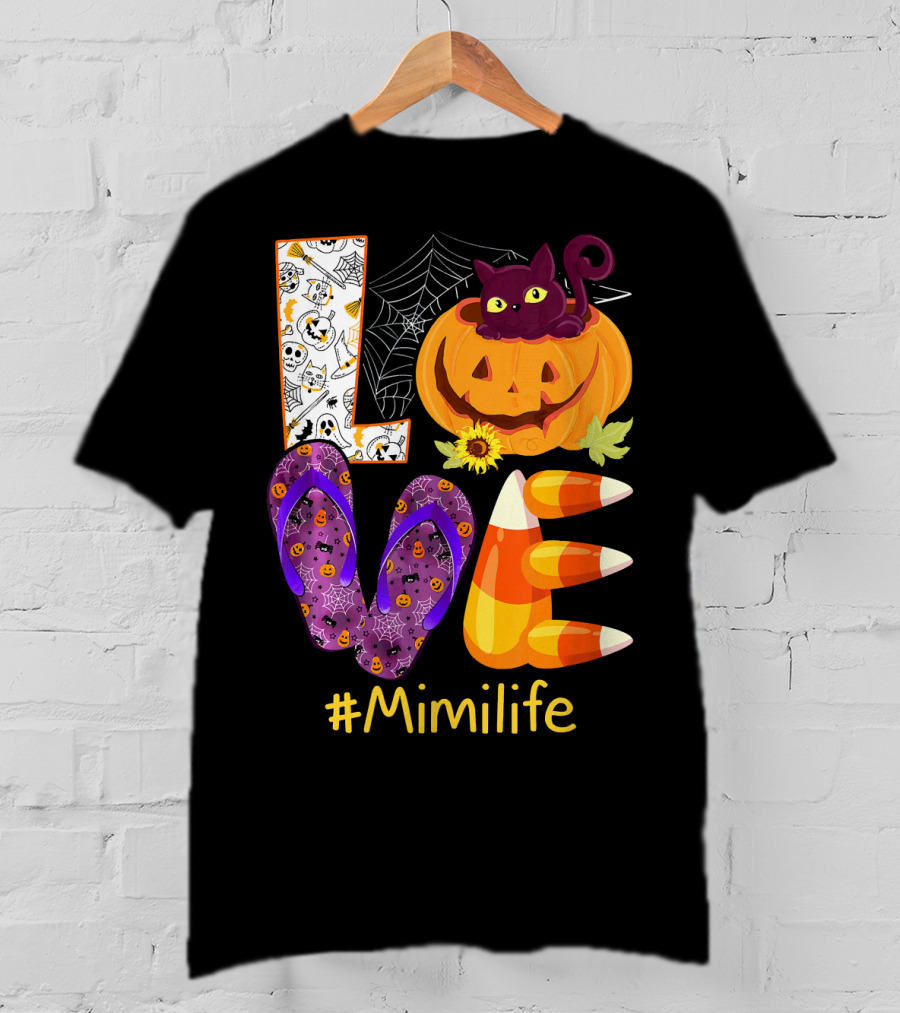 Love Pumpkin Cat Flip Flops #Mimilife T-Shirt