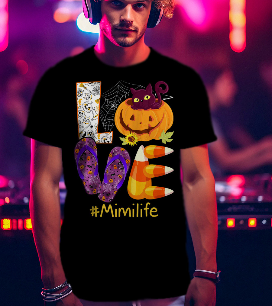 Love Pumpkin Cat Flip Flops #Mimilife T-Shirt
