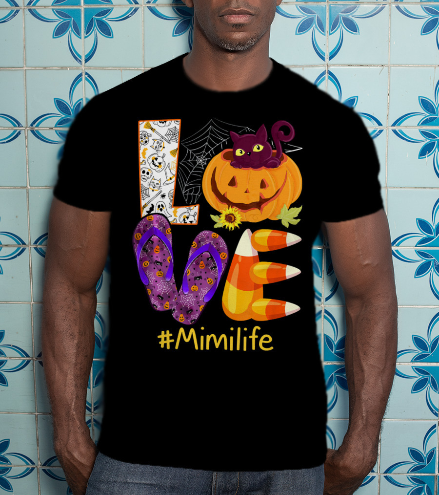 Love Pumpkin Cat Flip Flops #Mimilife T-Shirt