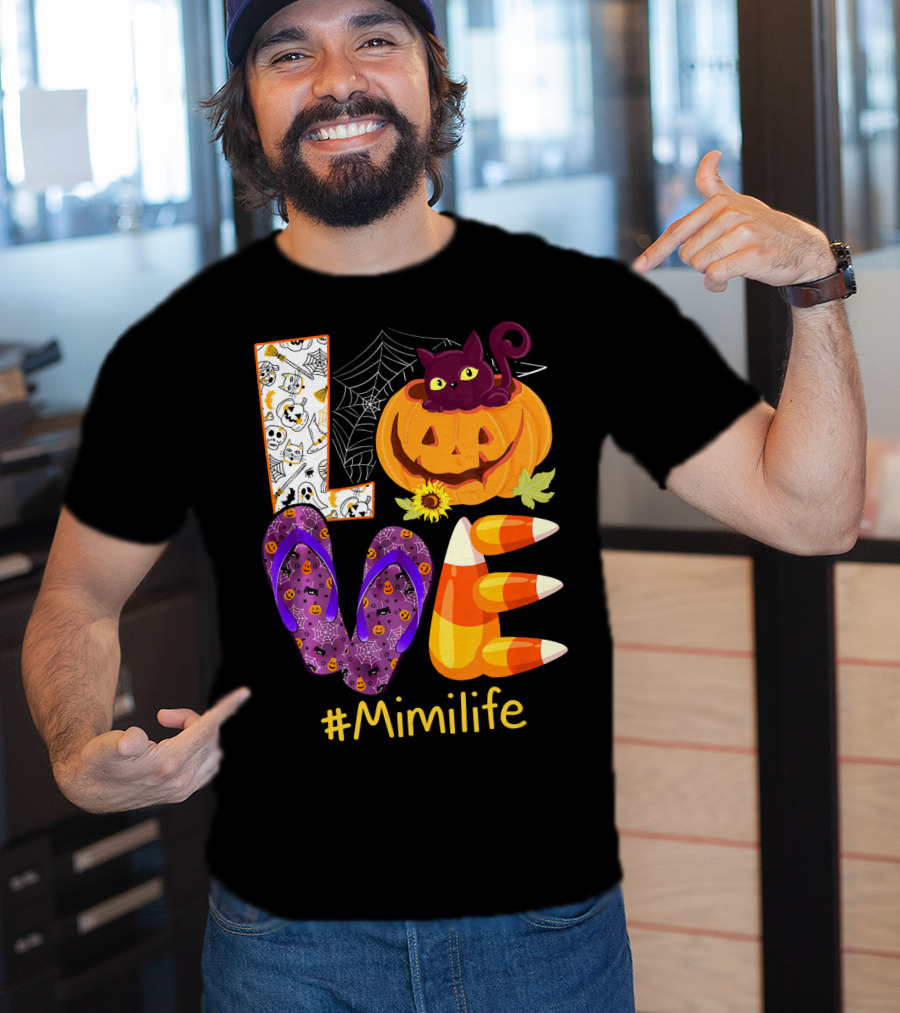 Love Pumpkin Cat Flip Flops #Mimilife T-Shirt