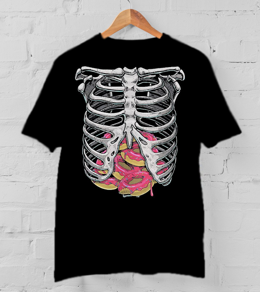 Doughnut Skeleton Rib Cage Halloween Cosplay T-Shirt