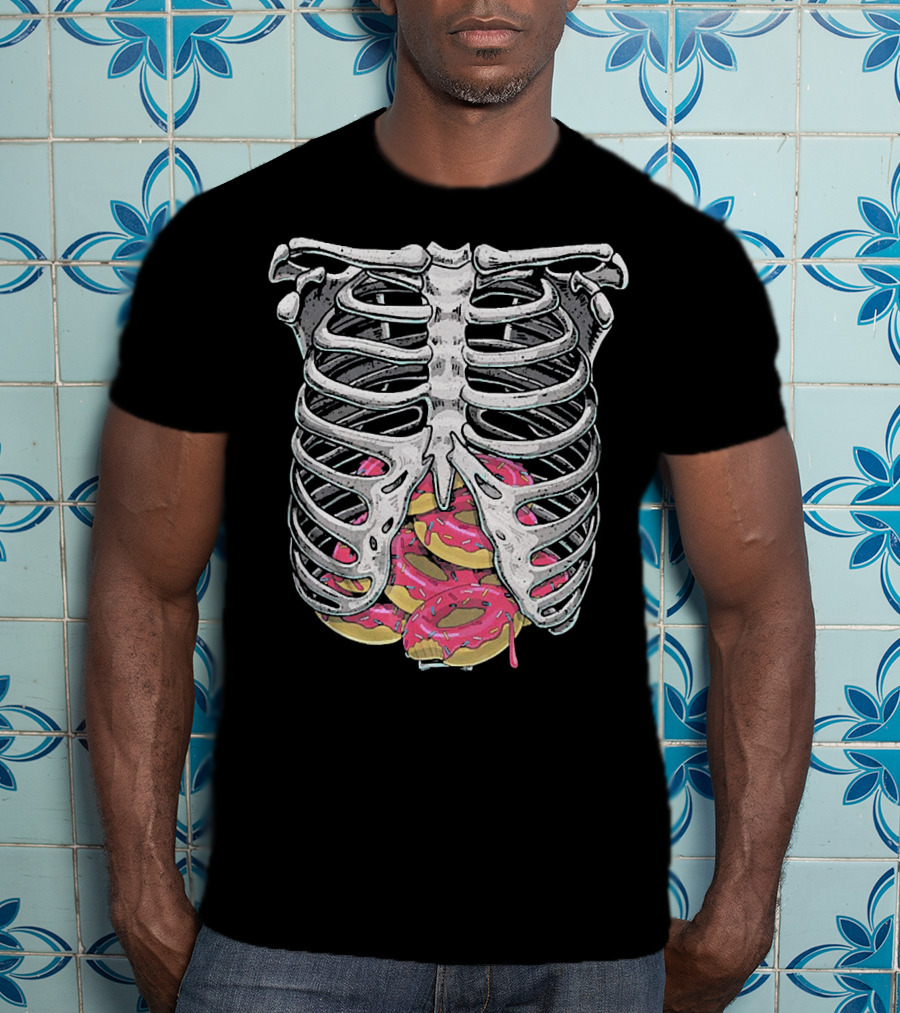Doughnut Skeleton Rib Cage Halloween Cosplay T-Shirt