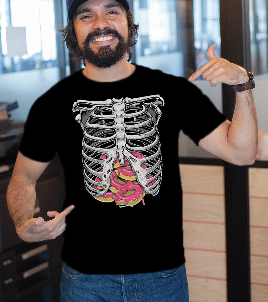 Doughnut Skeleton Rib Cage Halloween Cosplay T-Shirt