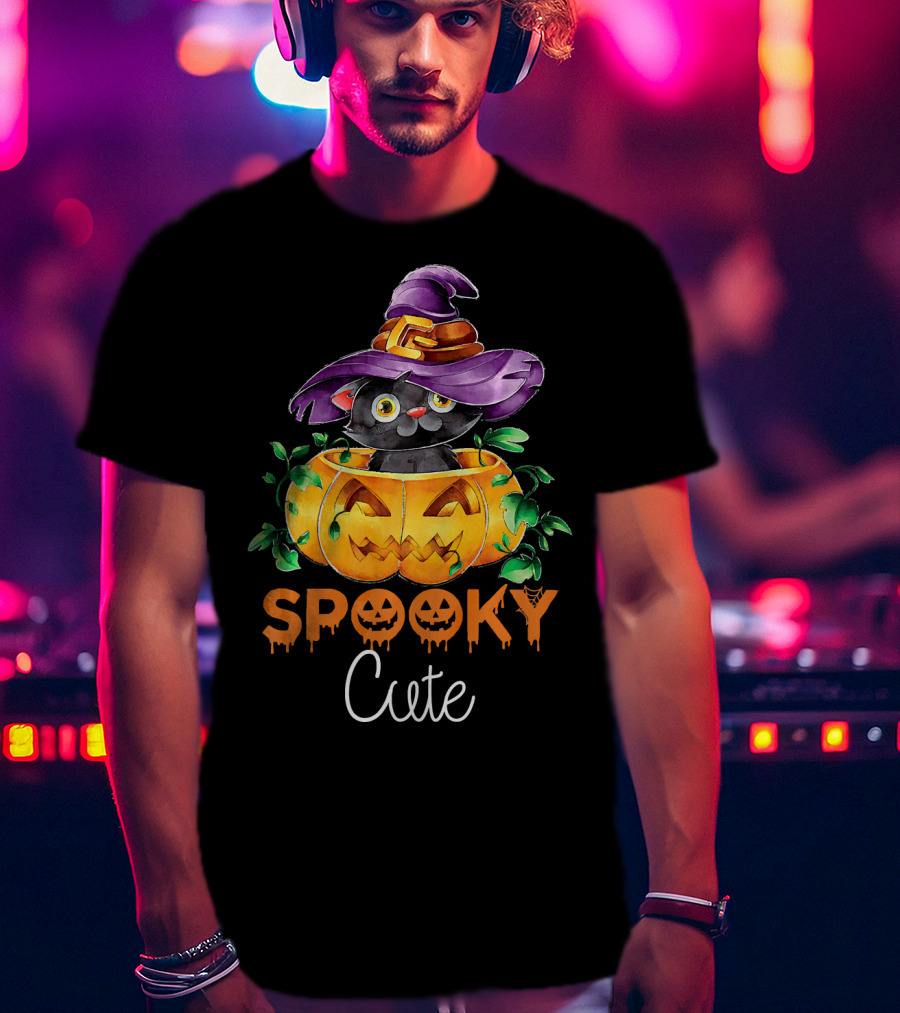 Spooky Cute Halloween Kitten In Pumpkin T-Shirt