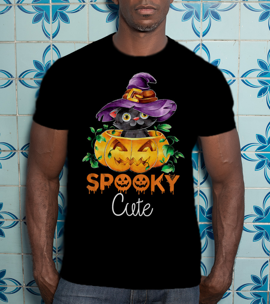 Spooky Cute Halloween Kitten In Pumpkin T-Shirt