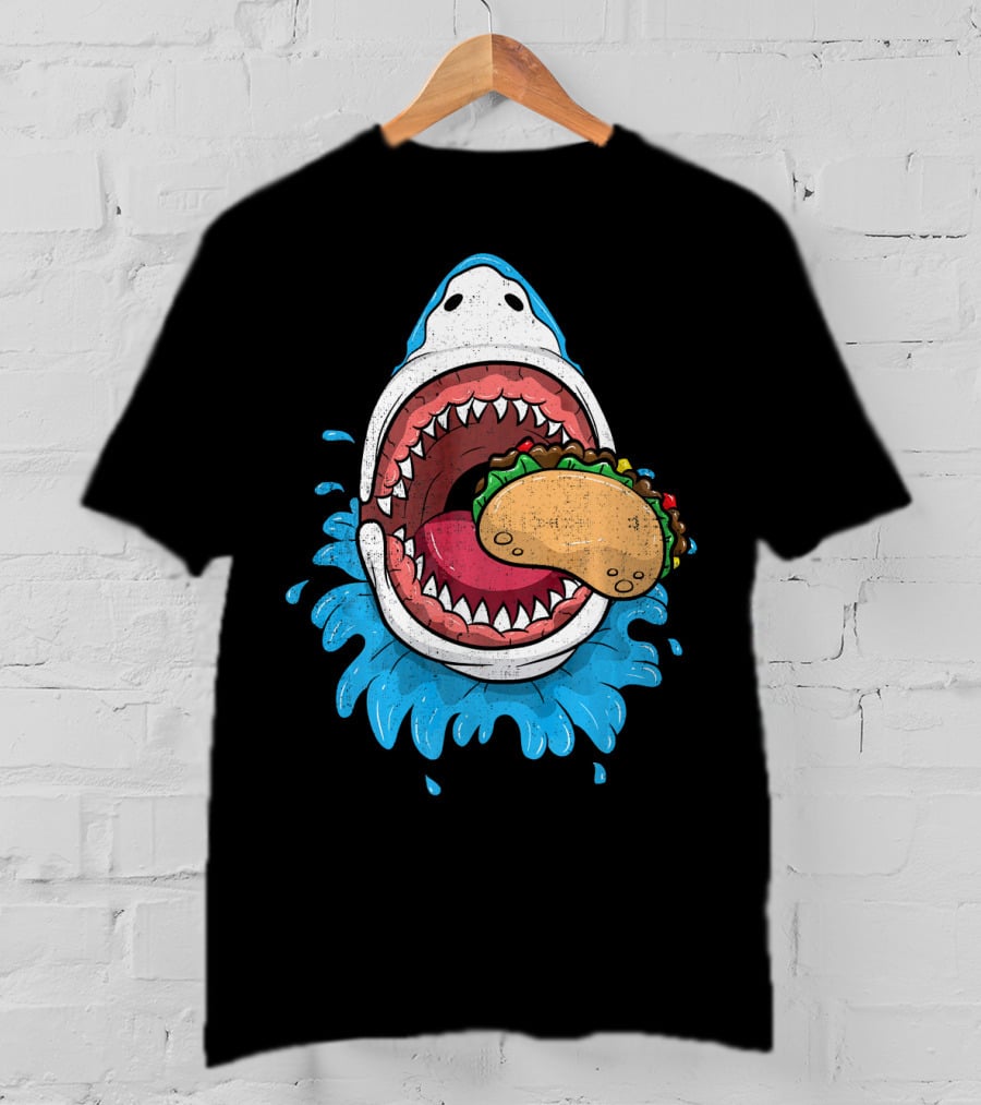 Halloween Shark Eating Taco Mexica Splash T-Shirt