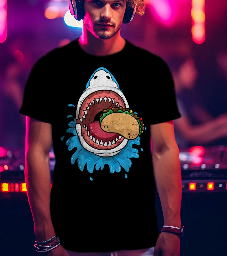 Halloween Shark Eating Taco Mexica Splash T-Shirt