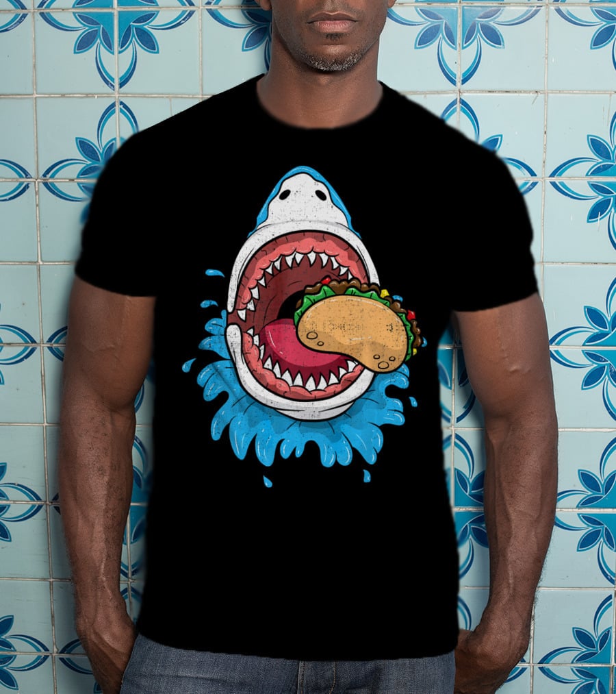 Halloween Shark Eating Taco Mexica Splash T-Shirt