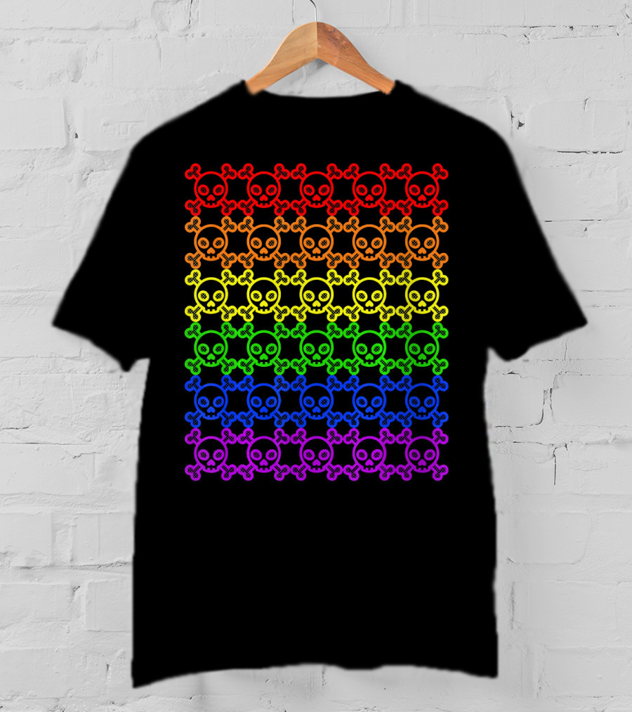 Rainbow Gay Pride Skull And Crossbones T-Shirt