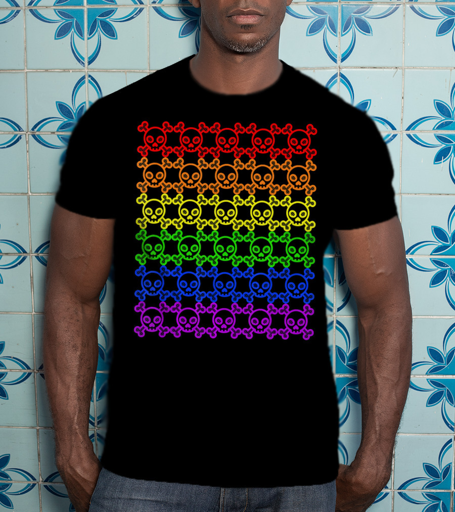 Rainbow Gay Pride Skull And Crossbones T-Shirt