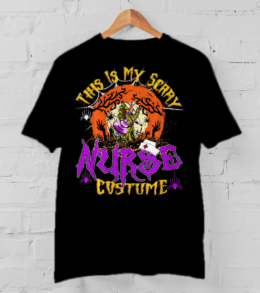 This Is My Scary Nurse Costume Moon Halloween T-Shirt