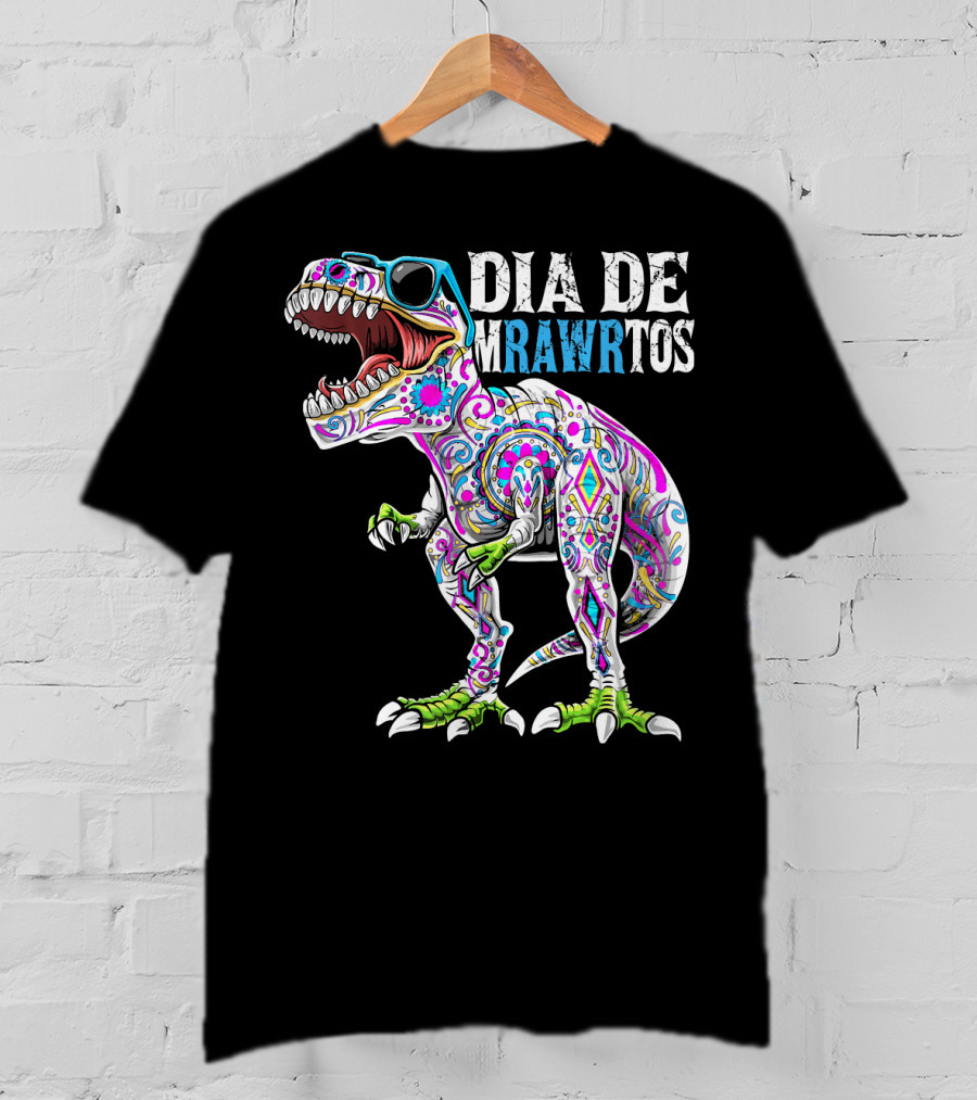 Dia De Mrawrtos Dinosaur Sugarskull T-Shirt