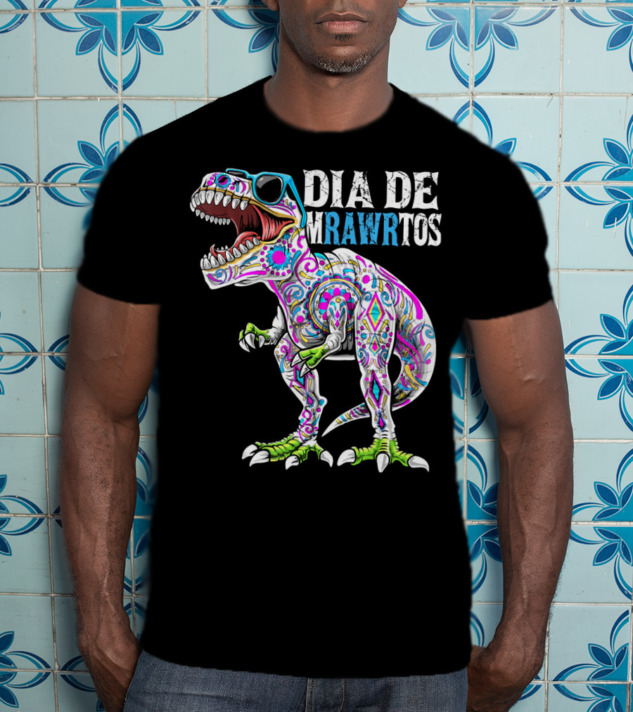 Dia De Mrawrtos Dinosaur Sugarskull T-Shirt