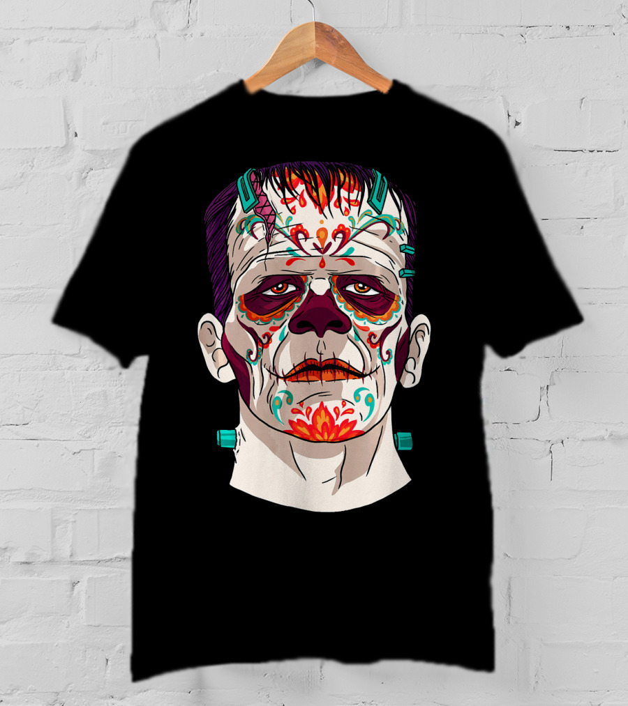 Frankenstein Catrina Sugar Skull Horror T-Shirt