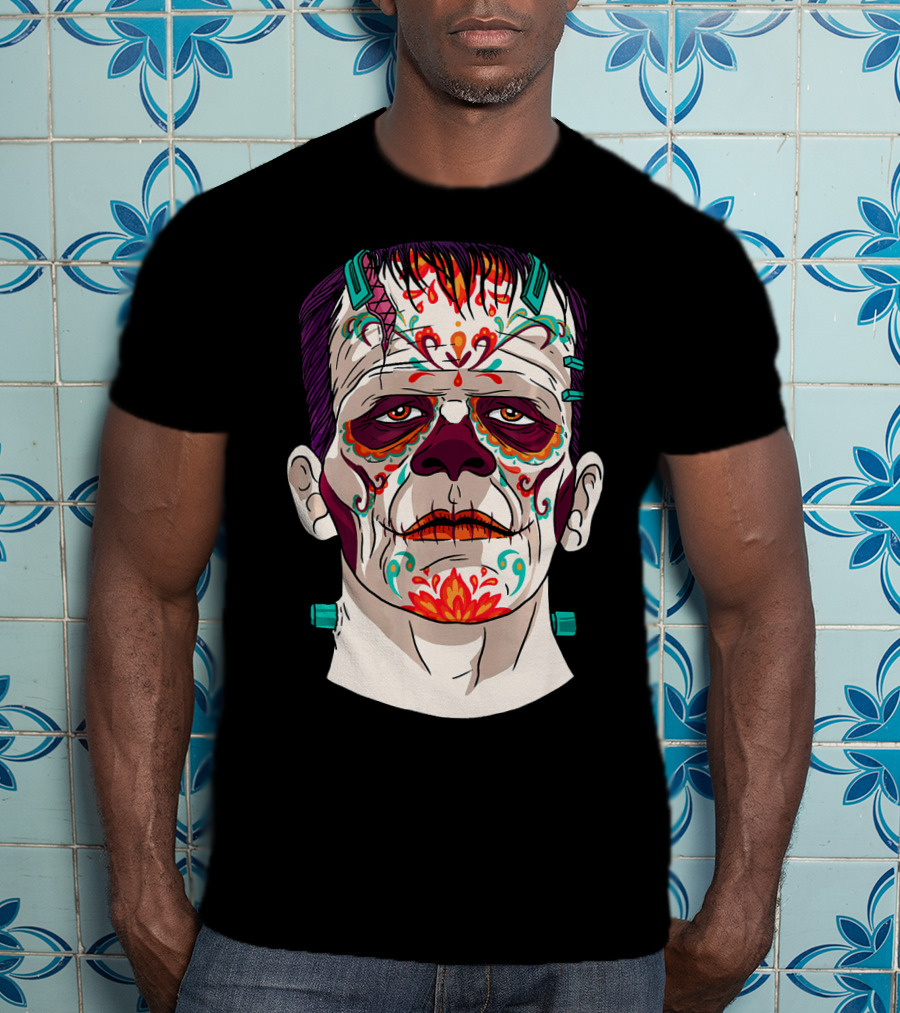 Frankenstein Catrina Sugar Skull Horror T-Shirt