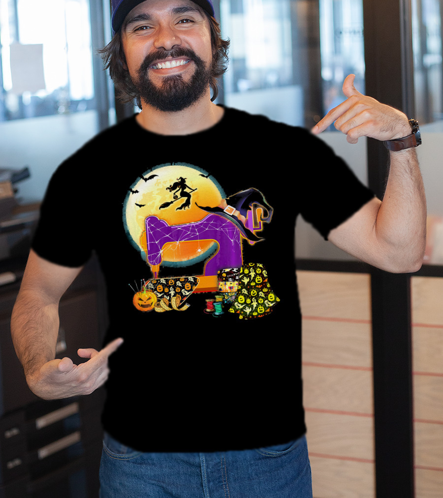 Halloween Sewing Machine Witch Spooky Love T-Shirt