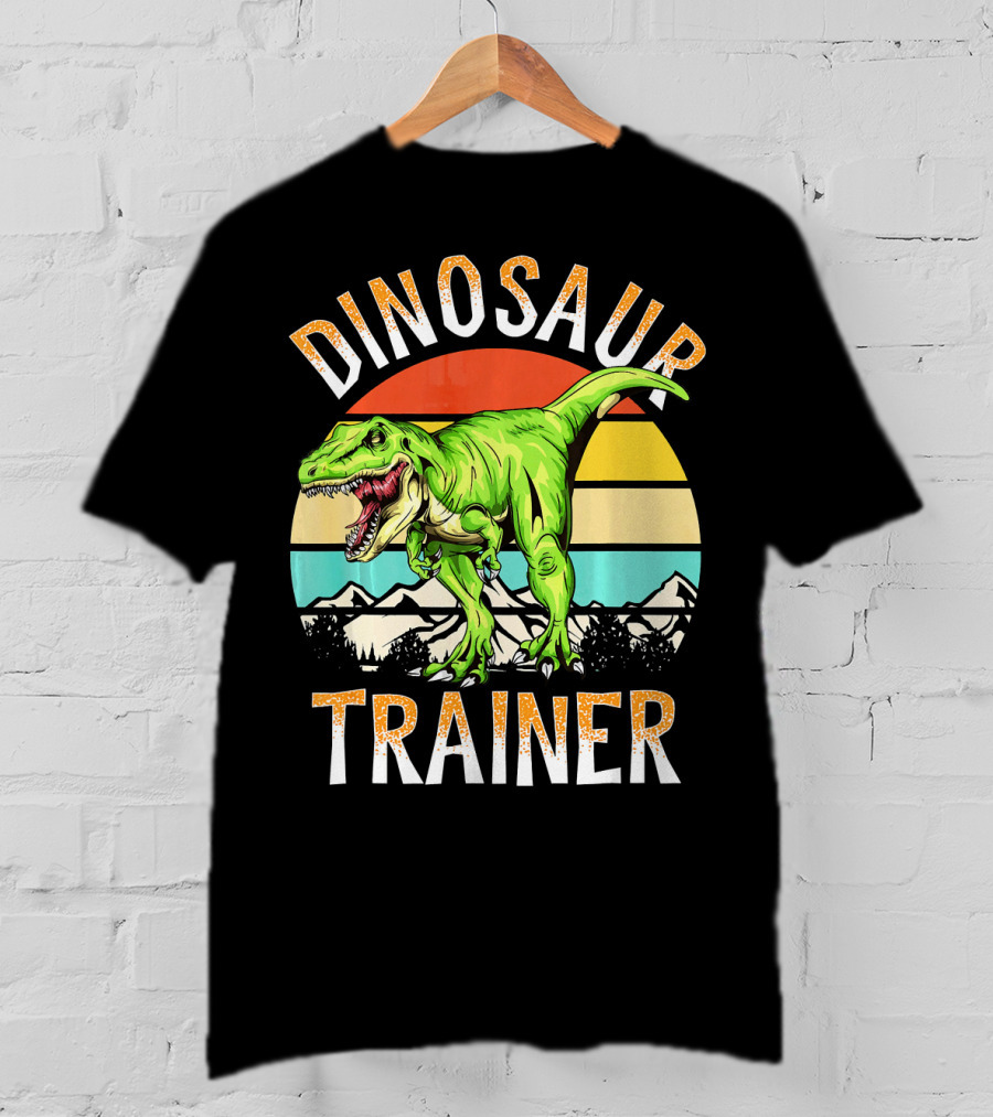 Dinosaur Trainer T-Rex Sunset Mountains T-Shirt