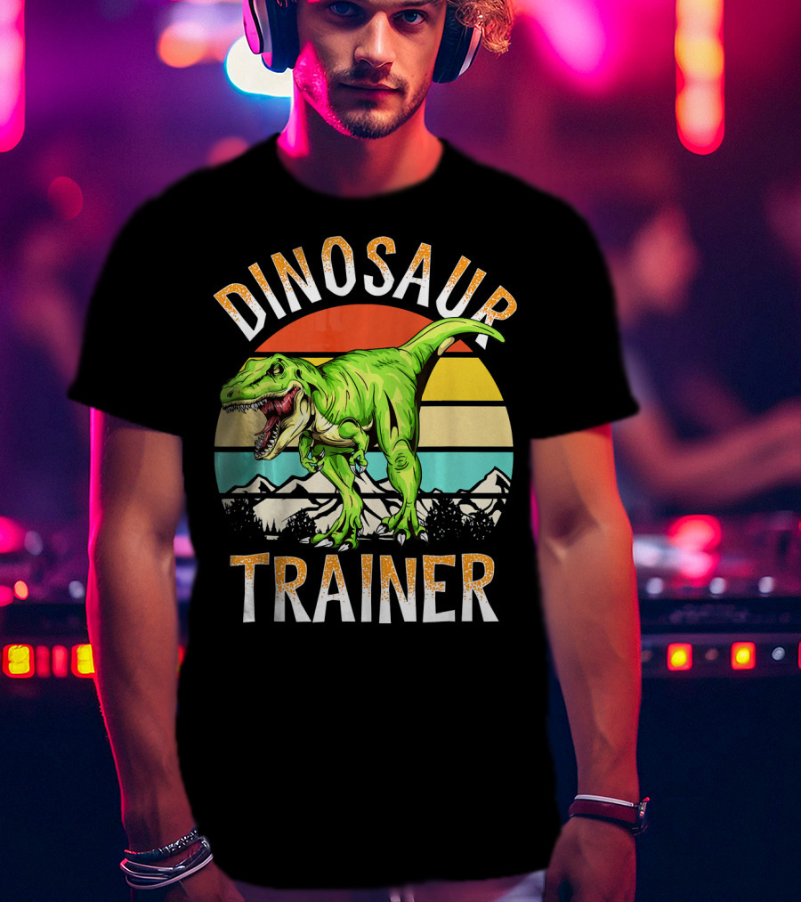 Dinosaur Trainer T-Rex Sunset Mountains T-Shirt
