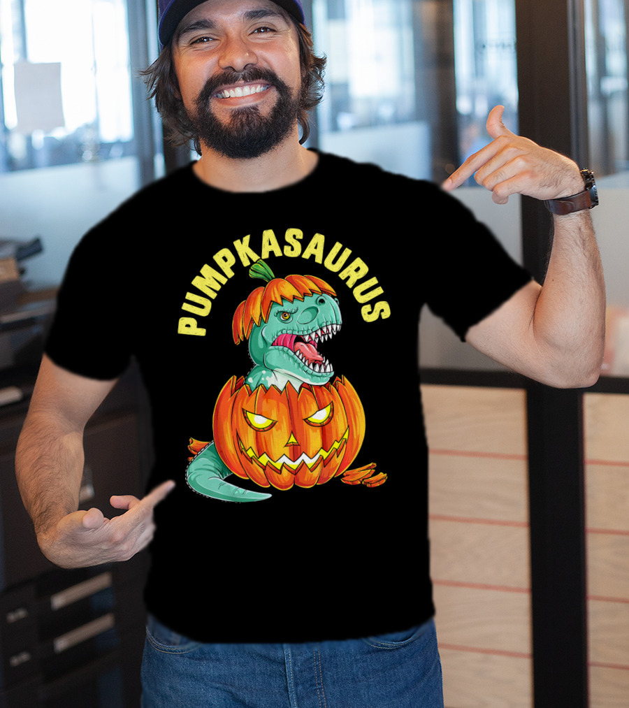 Halloween Kids Pumpkasaurus Dinosaur Pumpkin T-Shirt