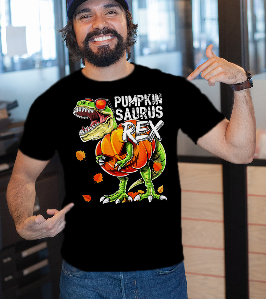 Pumpkinsaurus Rex Halloween Dinosaur Pumpkin Jack O Lantern T-Shirt